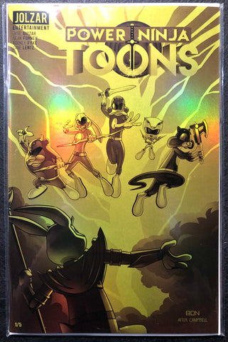 POWER NINJA TOONS #1 BON BERNARDO 616 Exclusive GOLD CHROME Variant MMPR #9 Drakkon Homage LTD 5 Numbered 