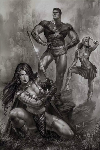 RED SONJA THE SUPERPOWERS #1 PARRILLO SET OF 2 1:15 & 1:50 B&W Virgin