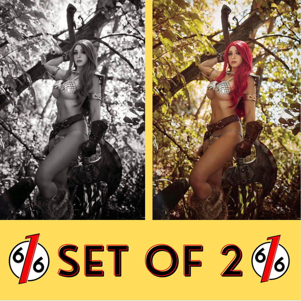 🚨🔥🗡 RED SONJA THE SUPERPOWERS #1 SET OF 2 1:11 B&W & 1:35 Cosplay Virgin NM