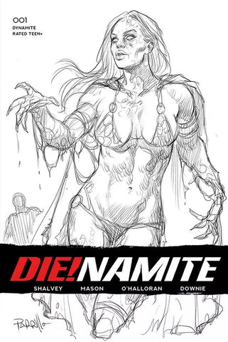 DIE!NAMITE #1 LUCIO PARRILLO 1:50 Ratio B&W Sketch Red Sonja Dienamite