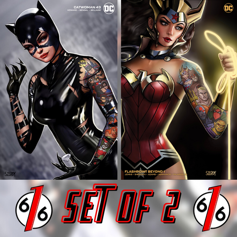 CATWOMAN #43 & WONDER WOMAN SZERDY 616 Minimal Dress Tattoo Variant Set