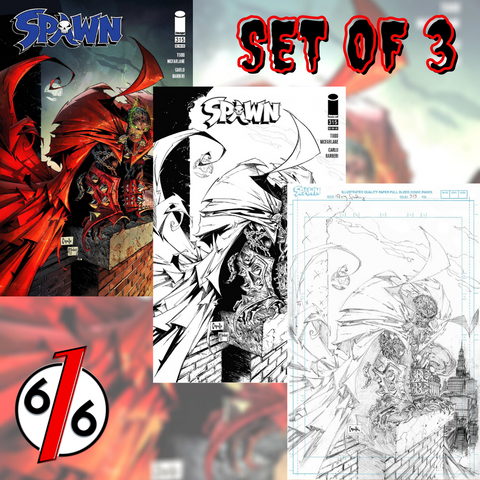 🔥💀⛓ SPAWN #315 SET OF 3 Capullo McFarlane B & B&W Sketch 1:5 & Pencils 1:50