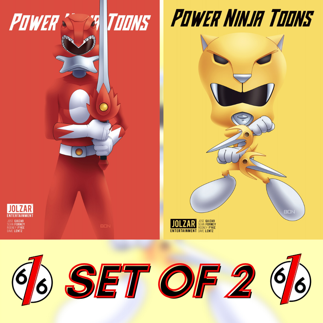 POWER NINJA TOONS BON BERNARDO RED & YELLOW 616 Variant Homage Set Power Rangers LTD 55