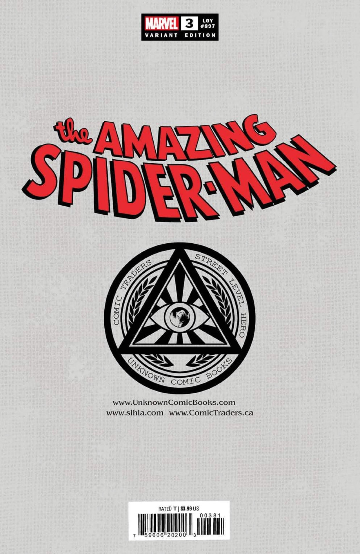 AMAZING SPIDER-MAN #3 R1C0 Unknown 616 Trade Dress Variant