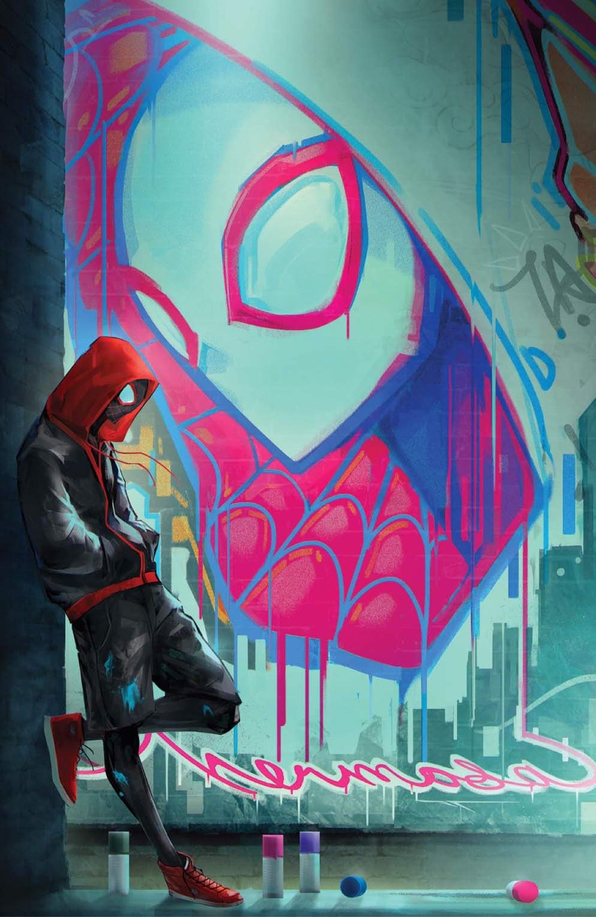 MILES MORALES SPIDER MAN 3 IVAN TAO Graffiti 616 Virgin Variant The miles-morales-spider-man-3-ivan-tao-graffiti-616-virgin-variant-the