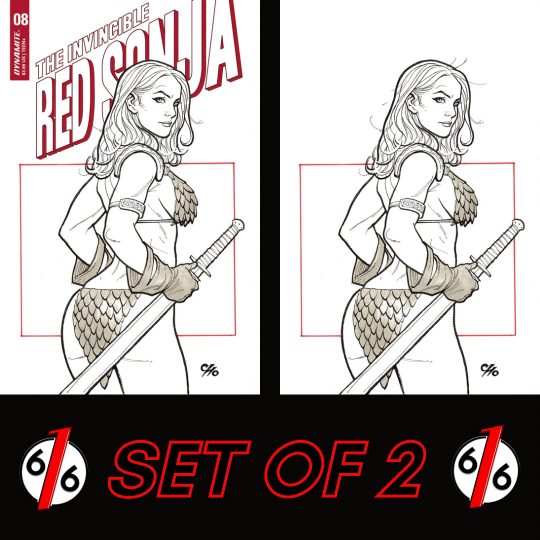 🔥🗡 INVINCIBLE RED SONJA #8 FRANK CHO SET Cover D & 1:7 Virgin Ratio Variant