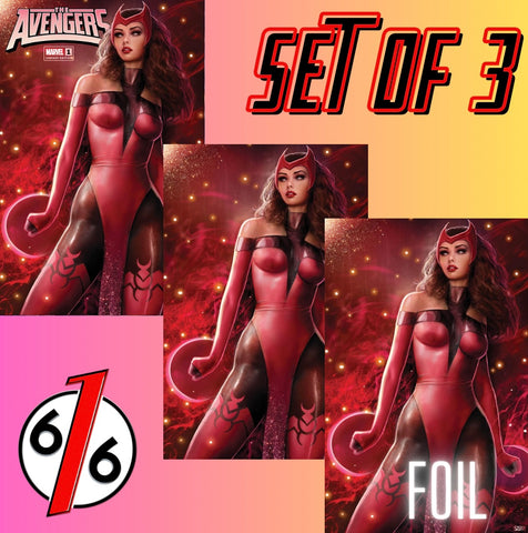 AVENGERS #1 SZERDY 616 SCARLET WITCH Trade Dress & Virgin & Virgin FOIL Variant Set