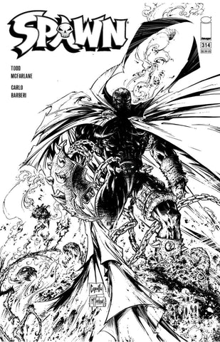 🔥💀⛓ SPAWN #314 CAPULLO & MCFARLANE B&W Sketch 1:5 Variant Cover E NM