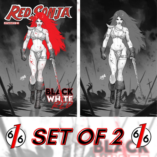 🔥🗡 RED SONJA BLACK WHITE RED #2 NAKAYAMA SET Cover C & FOC B&W Virgin Variant