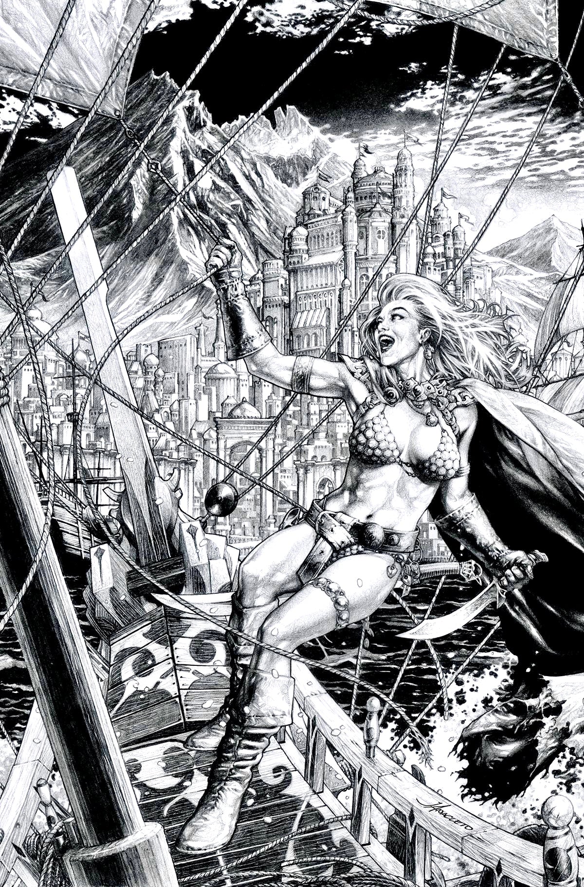 🔥🚨🗡 RED SONJA #3 JAY ANACLETO 1:15 B&W Virgin Ratio Variant NM Gemini
