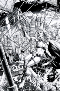🔥🚨🗡 RED SONJA #3 JAY ANACLETO 1:15 B&W Virgin Ratio Variant NM Gemini