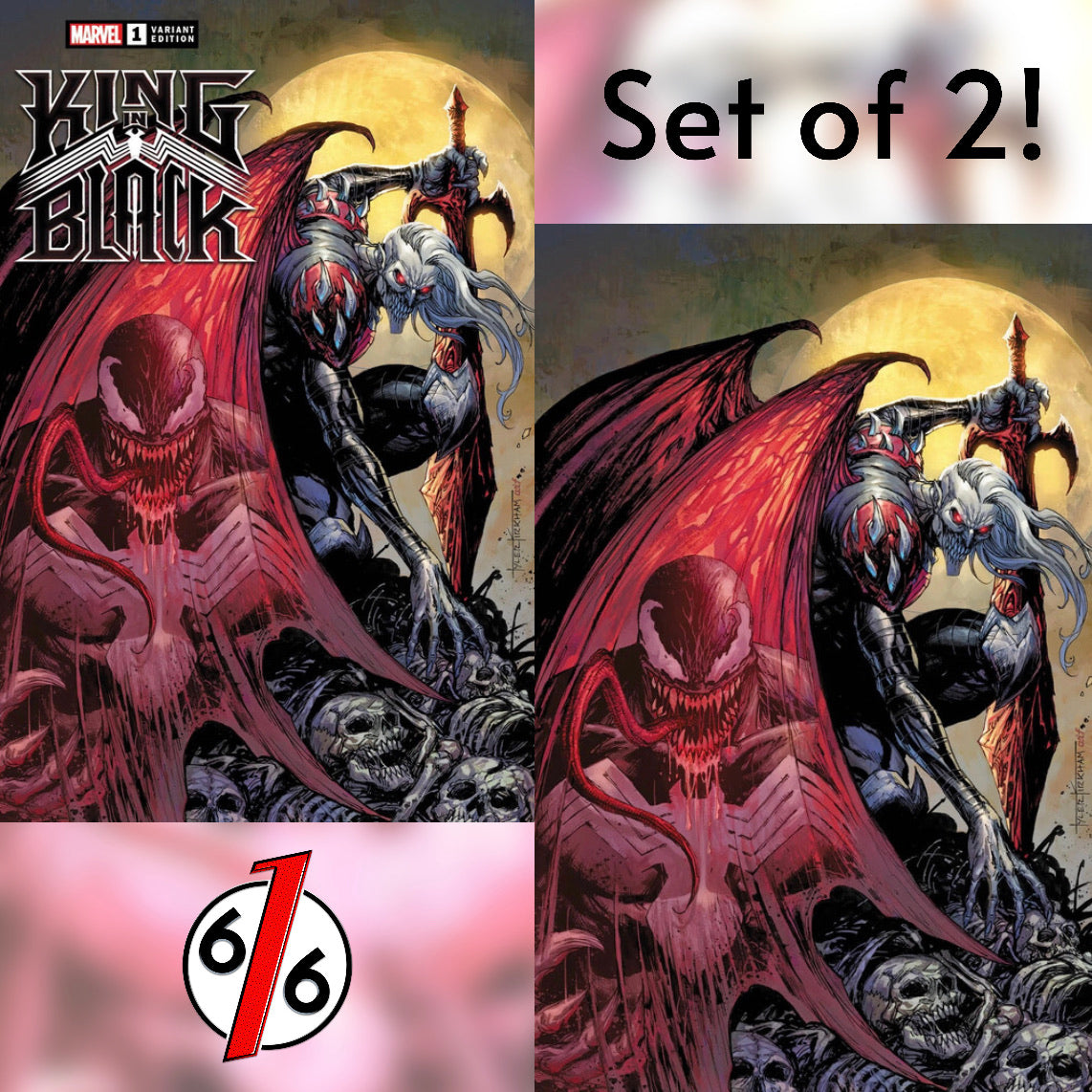 🔥🕸 KING IN BLACK #1 SET OF 2 TYLER KIRKHAM Exclusive Variant Knull Venom NM